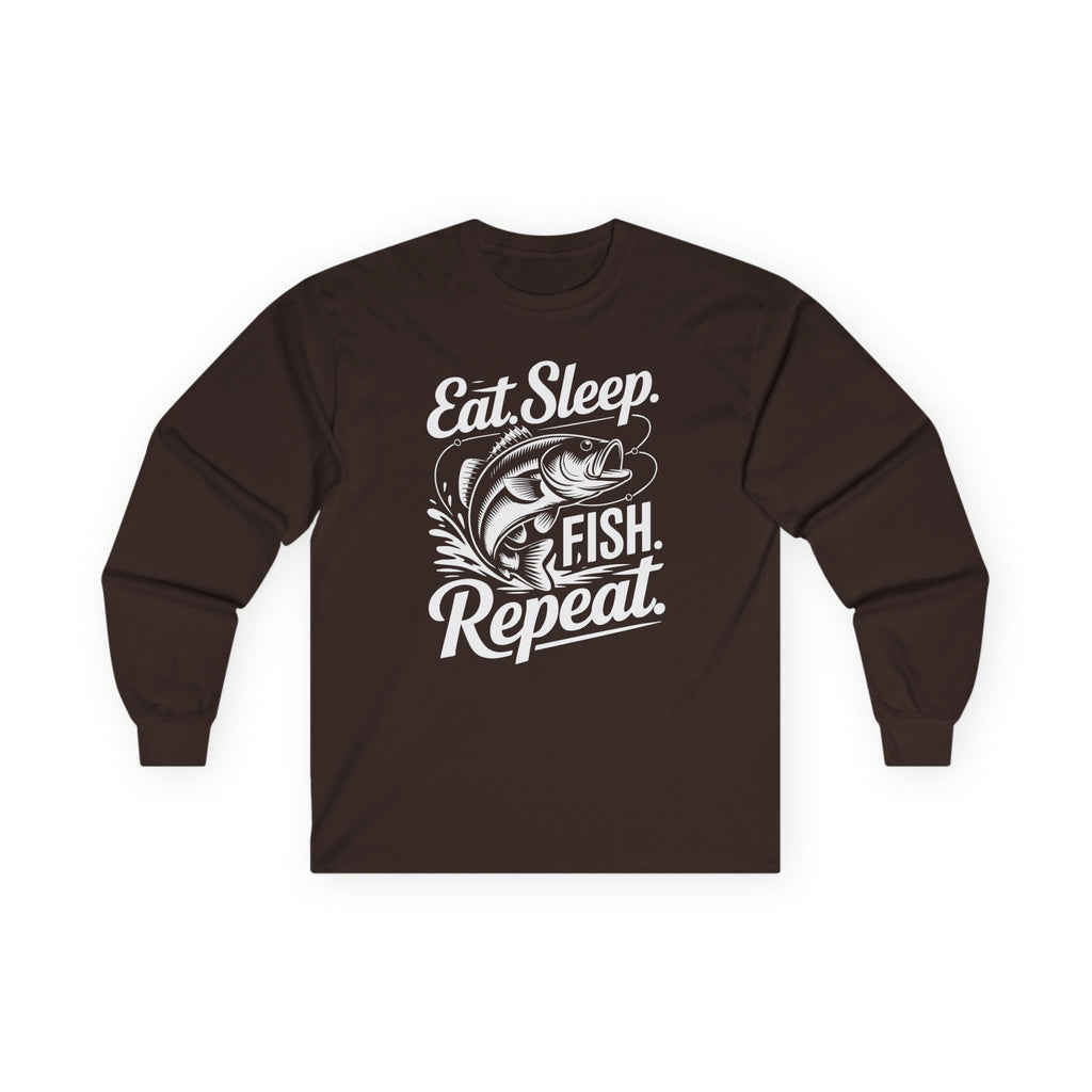 Eat Sleep Fish Repeat Cotton Long Sleeve Tee