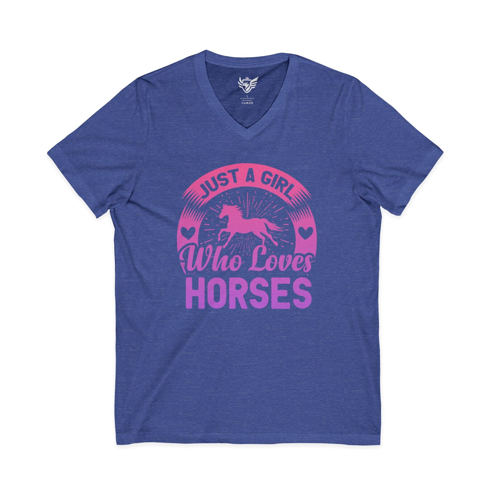 Just a Girl Who Loves Horses Jersey Short Sleeve V-Neck Tee