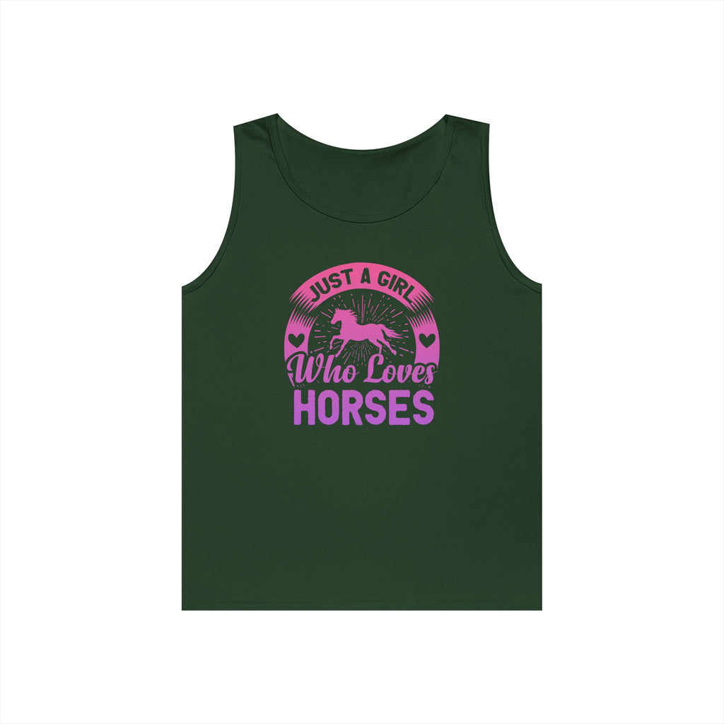 Just a Girl Who Loves Horses Heavy Cotton Tank Top