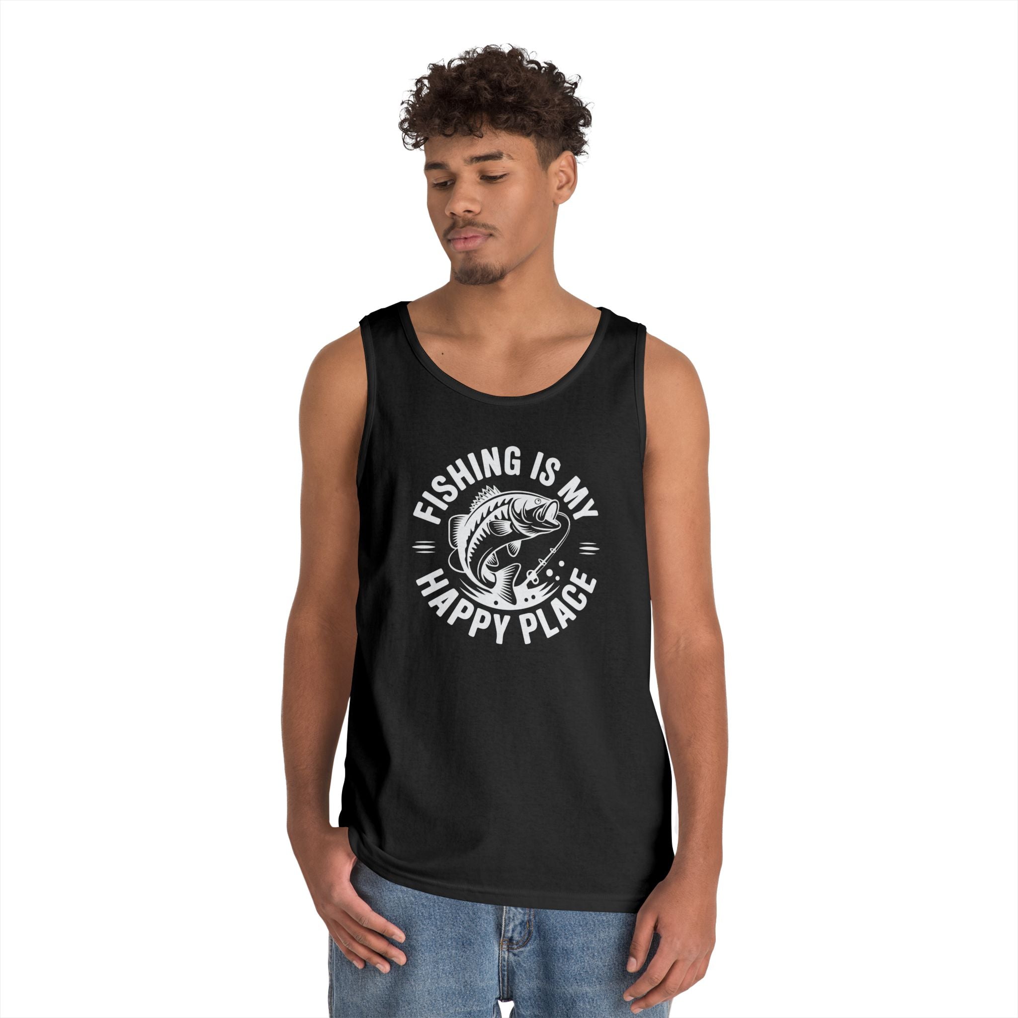 Fishing Is My Happy Place Heavy Cotton Tank Top