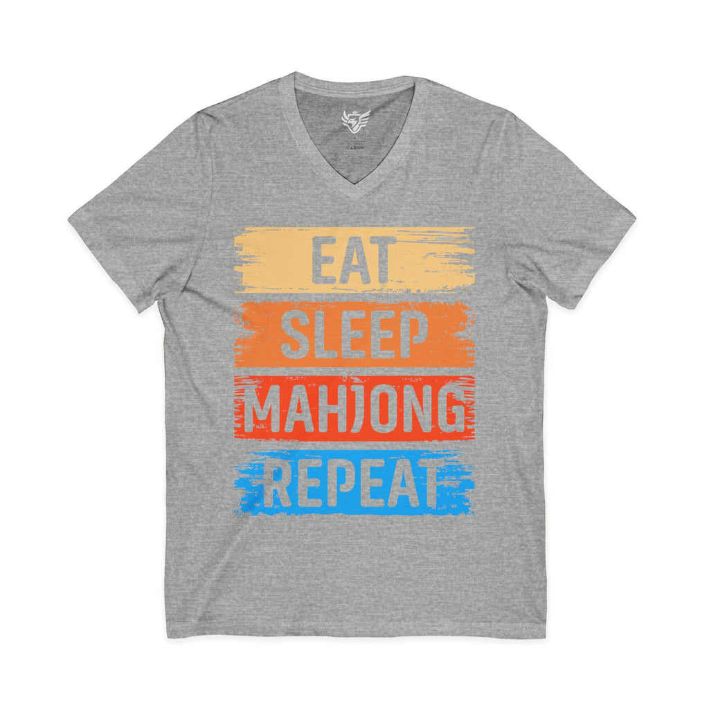 Eat Sleep Mahjong Repeat Jersey Short Sleeve V-Neck Tee