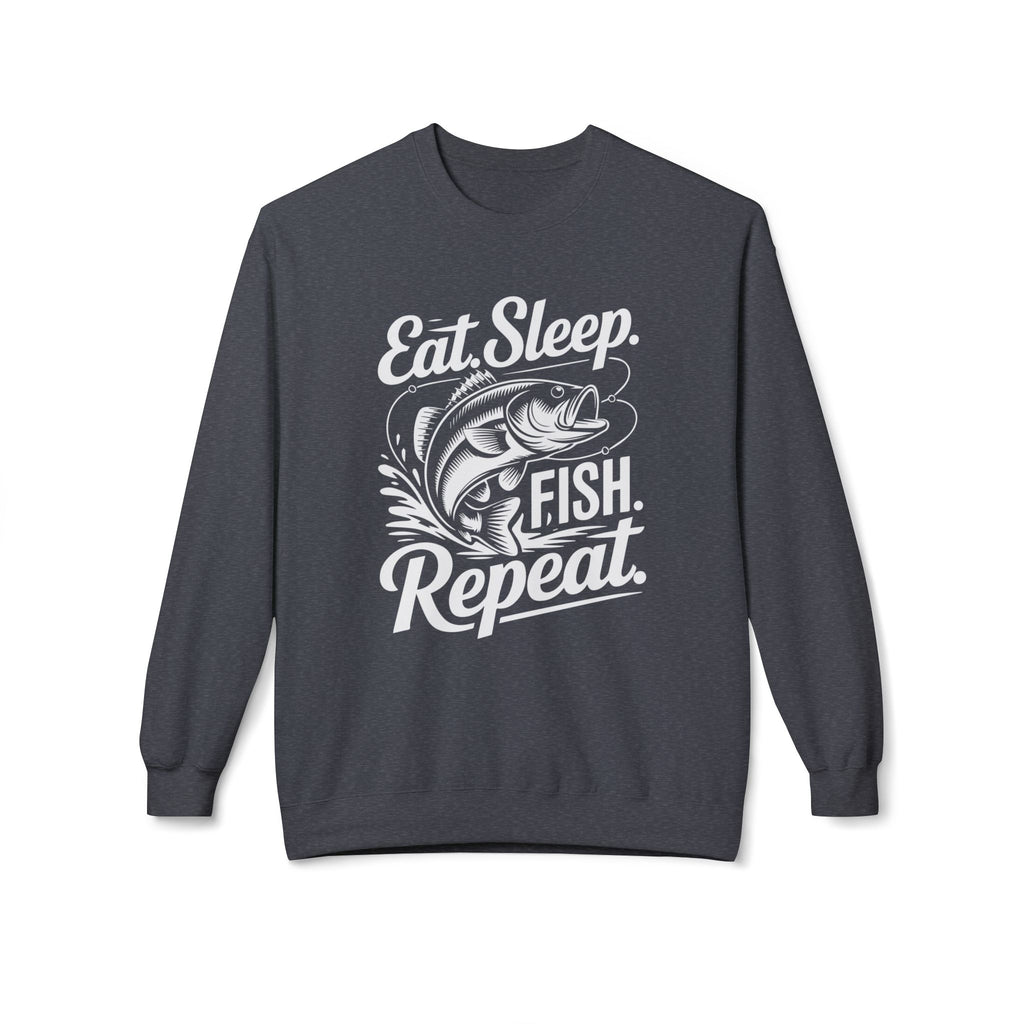 Eat Sleep Fish Repeat Midweight Softstyle Fleece Crewneck Sweatshirt