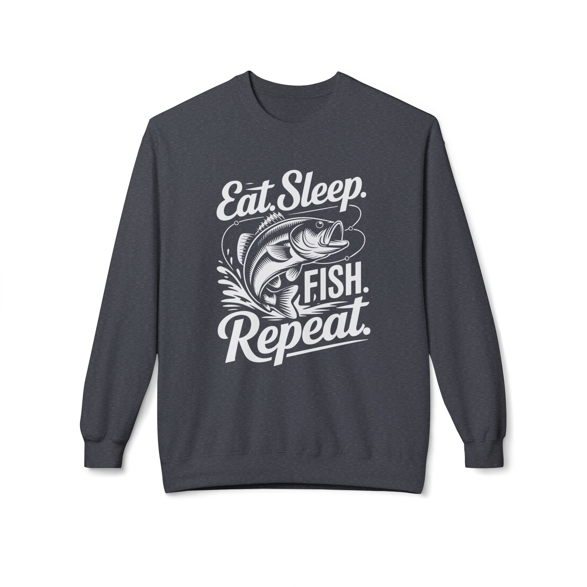 Eat Sleep Fish Repeat Midweight Softstyle Fleece Crewneck Sweatshirt
