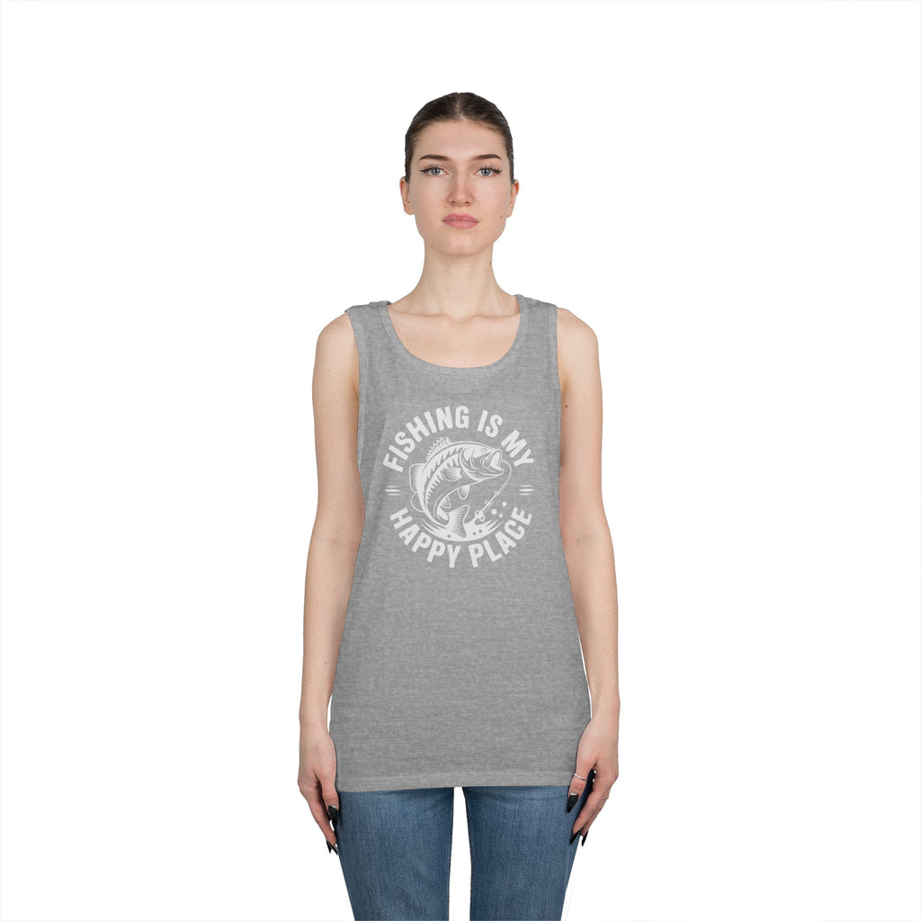 Fishing Is My Happy Place Heavy Cotton Tank Top
