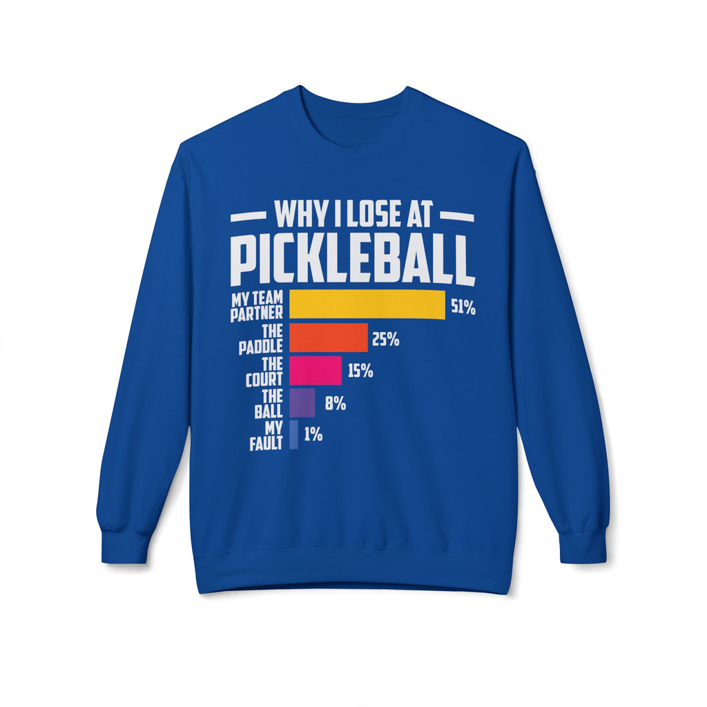 Why I Lose At Pickleball Midweight Softstyle Fleece Crewneck Sweatshirt