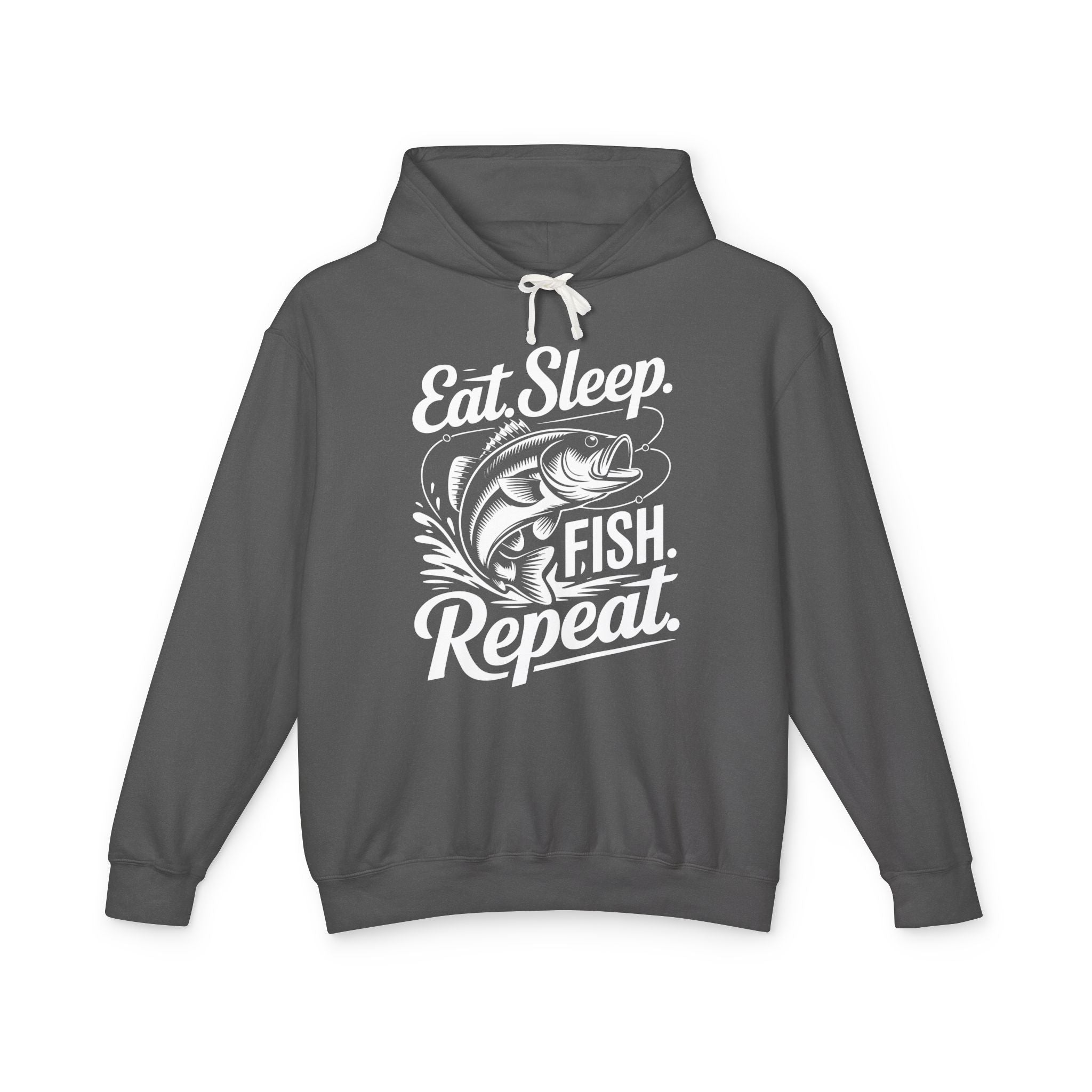 Eat Sleep Fish Repeat Lightweight Hooded Sweatshirt