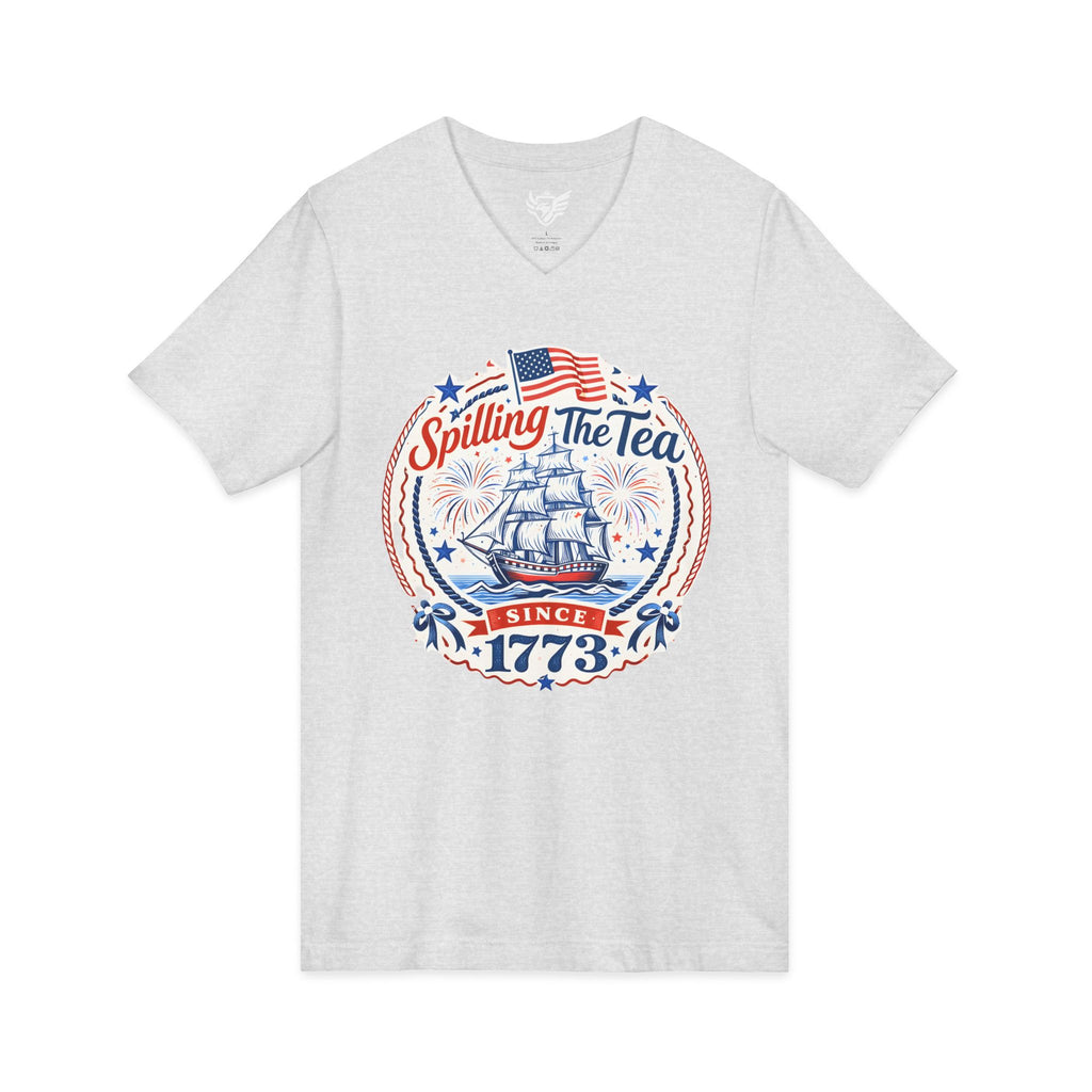 Spilling The Tea Jersey Short Sleeve V-Neck Tee