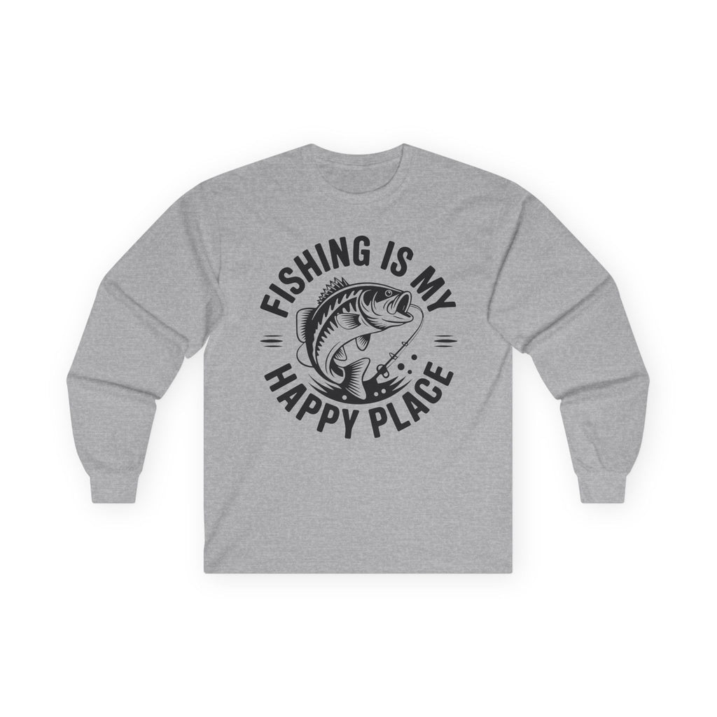 Fishing Is My Happy Place Cotton Long Sleeve Tee