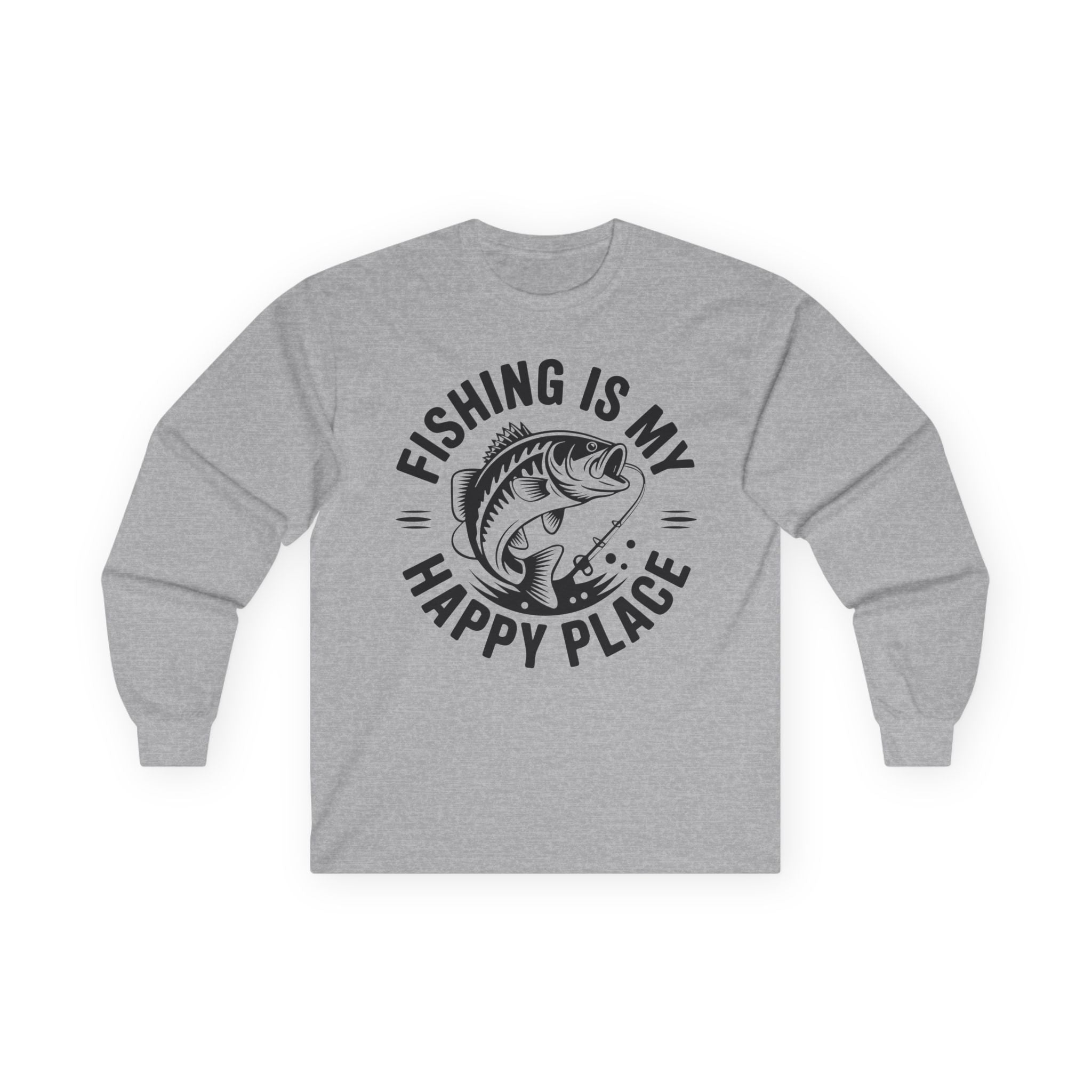 Fishing Is My Happy Place Cotton Long Sleeve Tee