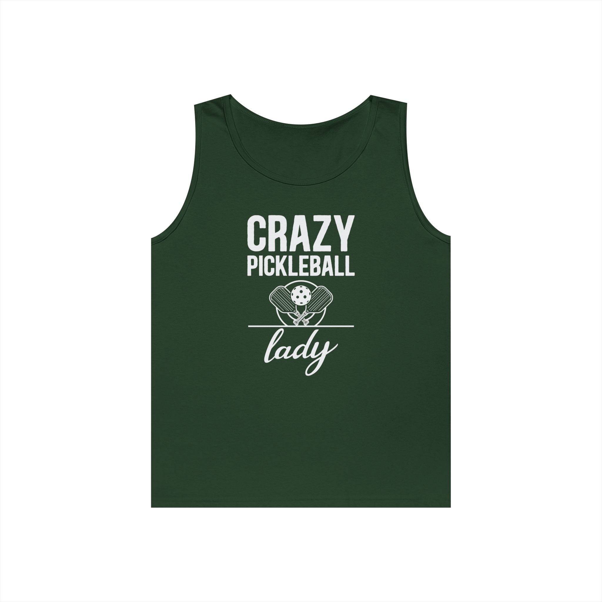Crazy Pickleball Lady Heavy Cotton Tank Top