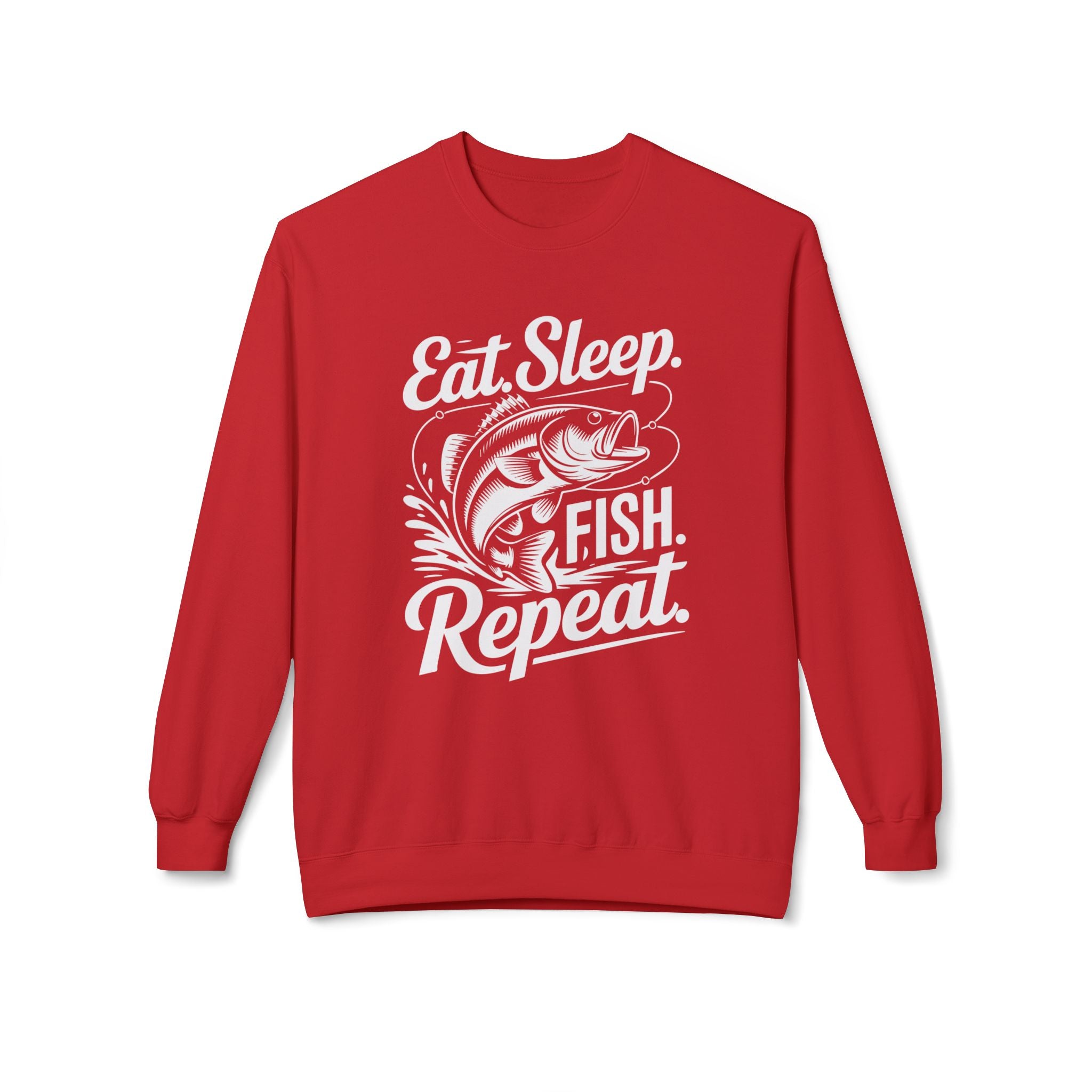 Eat Sleep Fish Repeat Midweight Softstyle Fleece Crewneck Sweatshirt