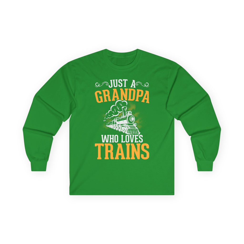 Train Lover Grandpa Cotton Long Sleeve Tee