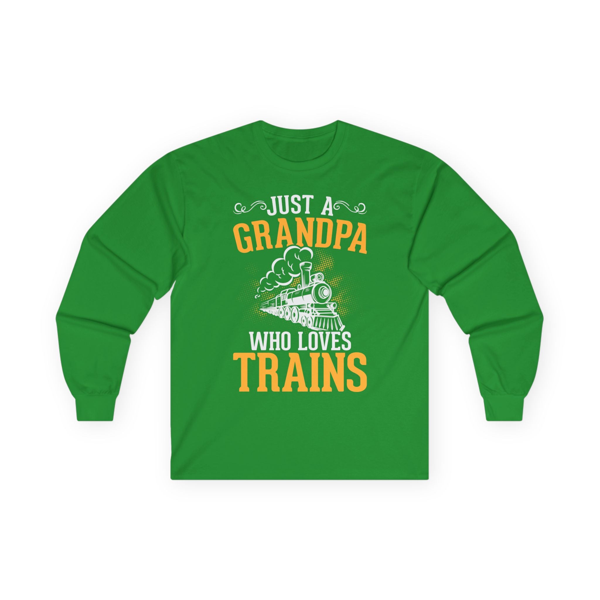 Train Lover Grandpa Cotton Long Sleeve Tee