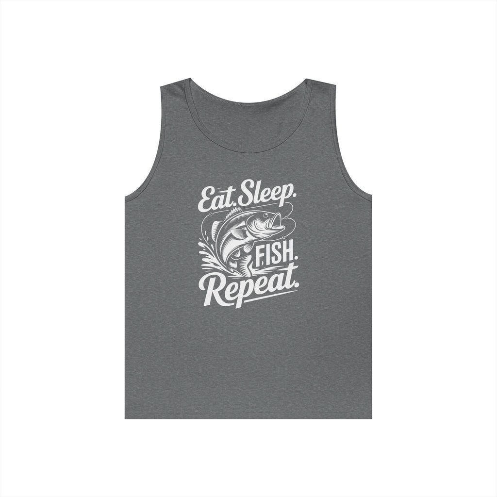 Eat Sleep Fish Repeat Heavy Cotton Tank Top