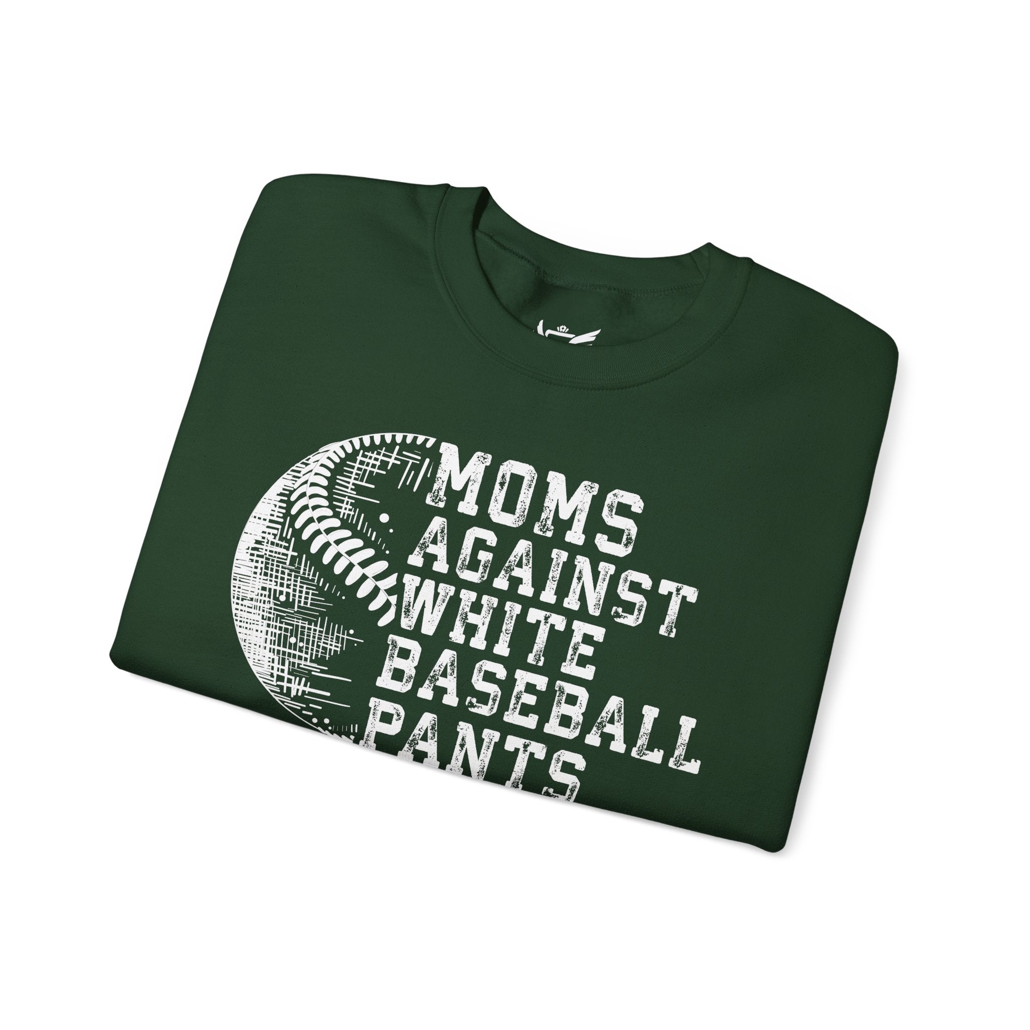 Mom's Against White Baseball Pants Heavy Blend™ Crewneck Sweatshirt