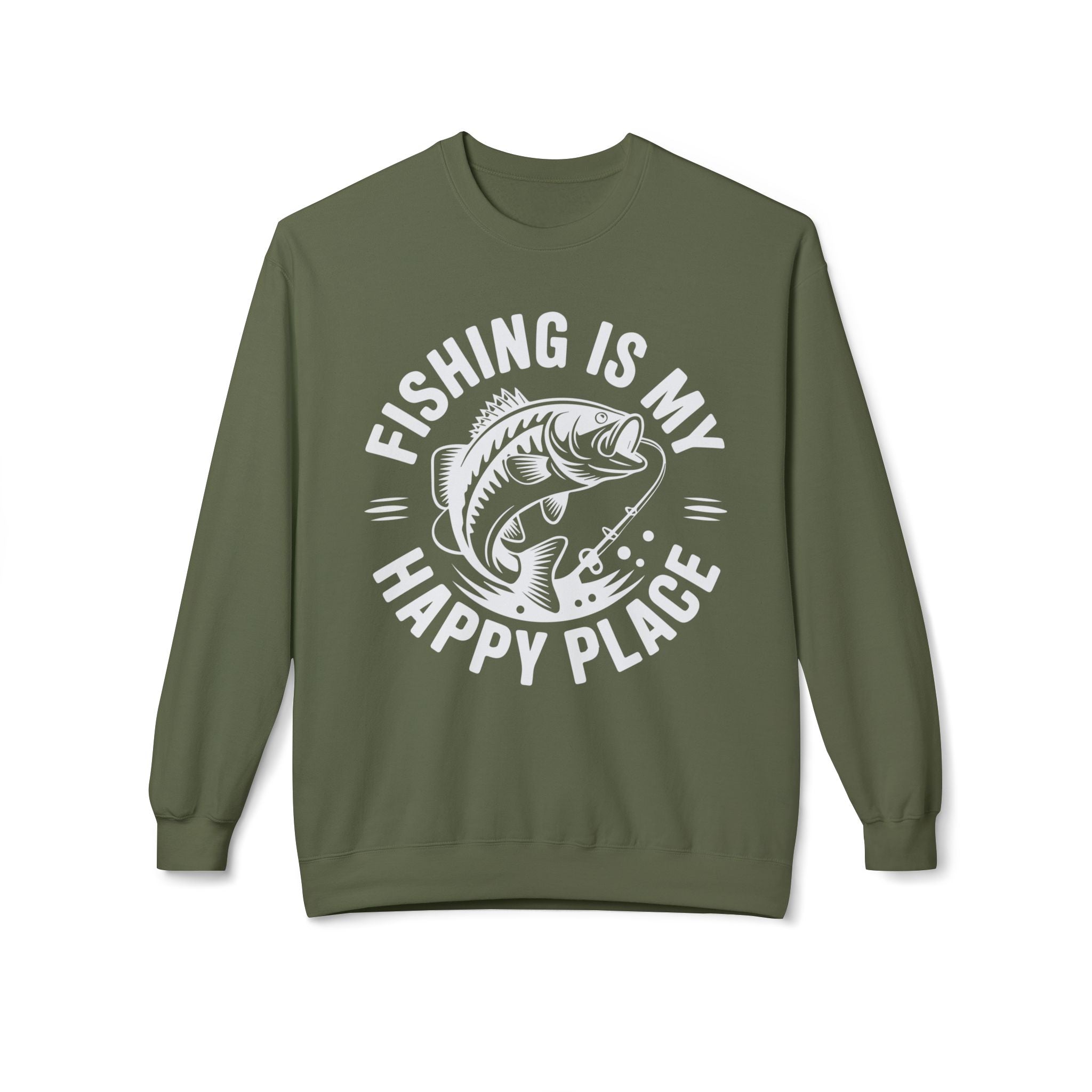 Fishing Is My Happy Place Midweight Softstyle Fleece Crewneck Sweatshirt