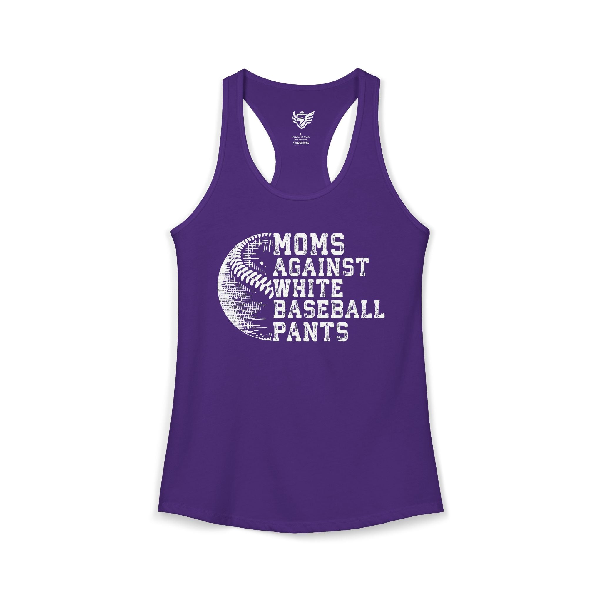 Mom's Against White Baseball Pants Ideal Racerback Tank