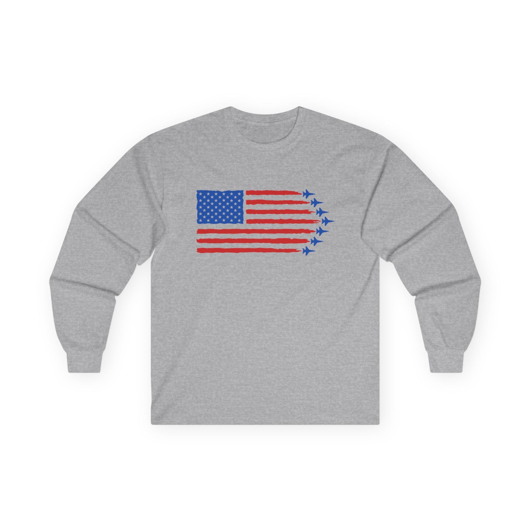 USA Jet Flag Cotton Long Sleeve Tee