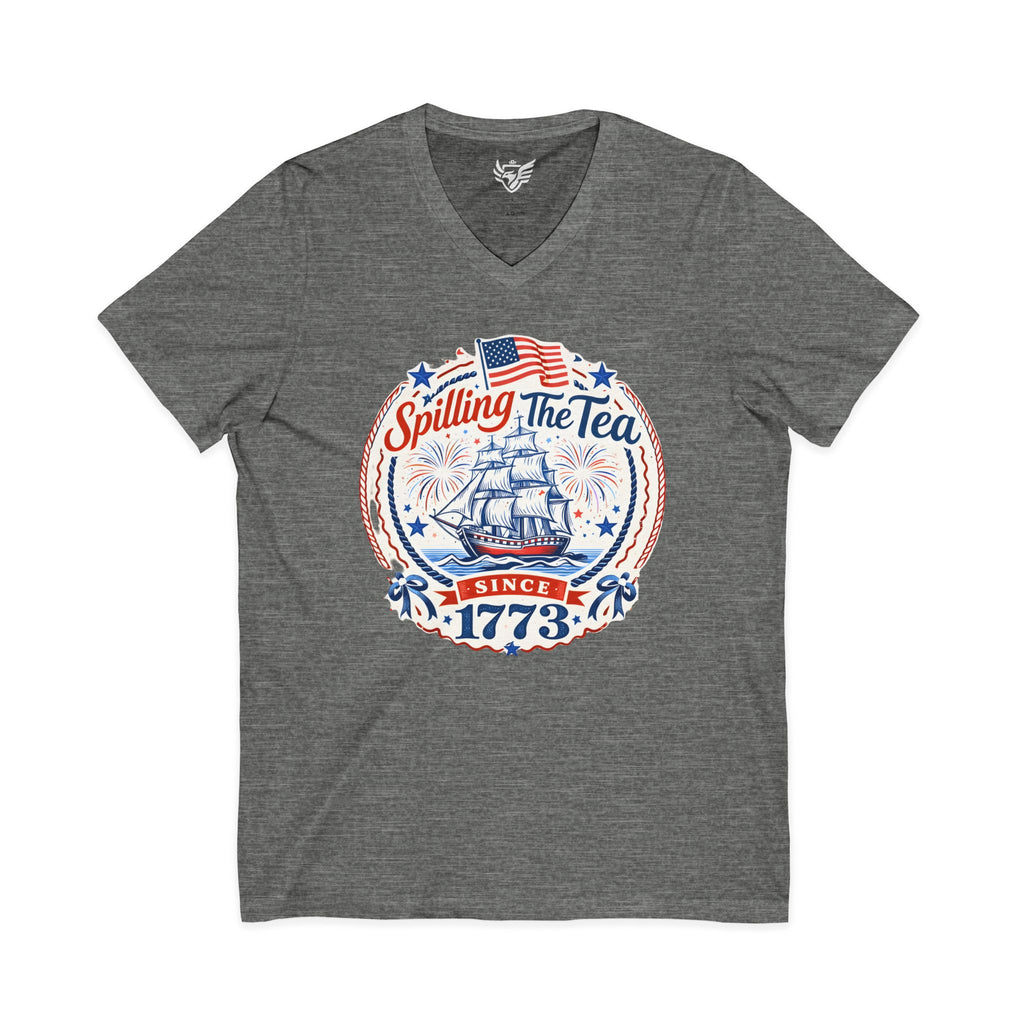 Spilling The Tea Jersey Short Sleeve V-Neck Tee