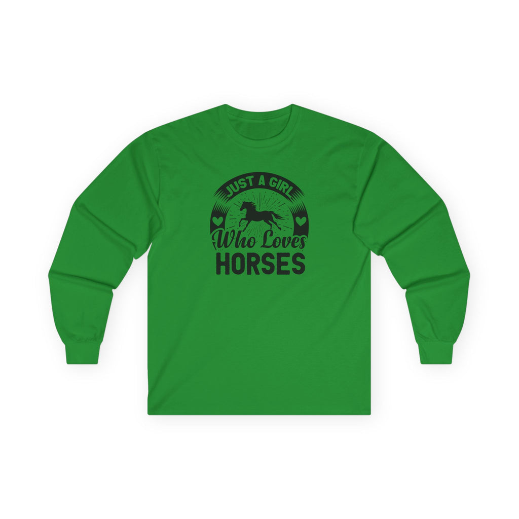 Just a Girl Who Loves Horses Cotton Long Sleeve Tee