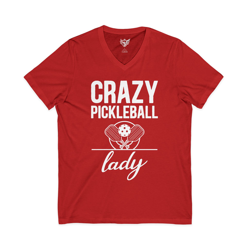 Crazy Pickleball Lady Jersey Short Sleeve V-Neck Tee
