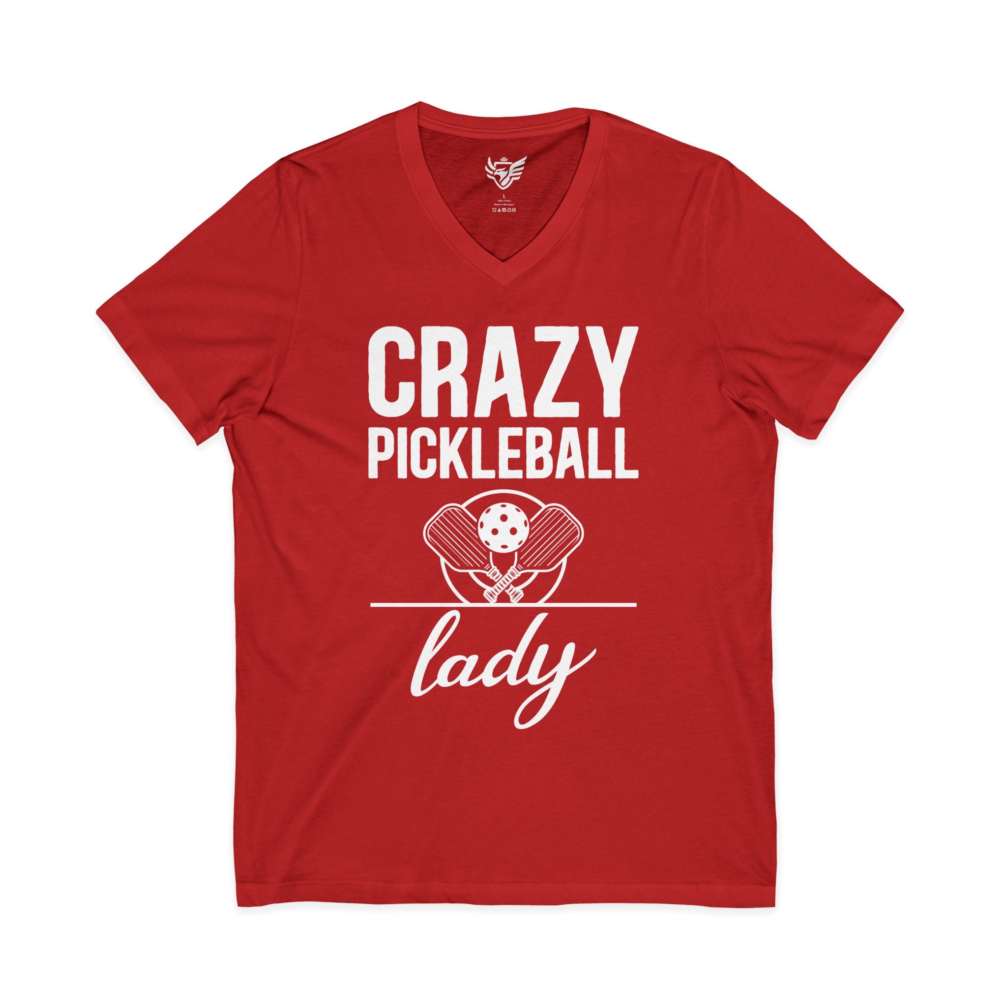 Crazy Pickleball Lady Jersey Short Sleeve V-Neck Tee
