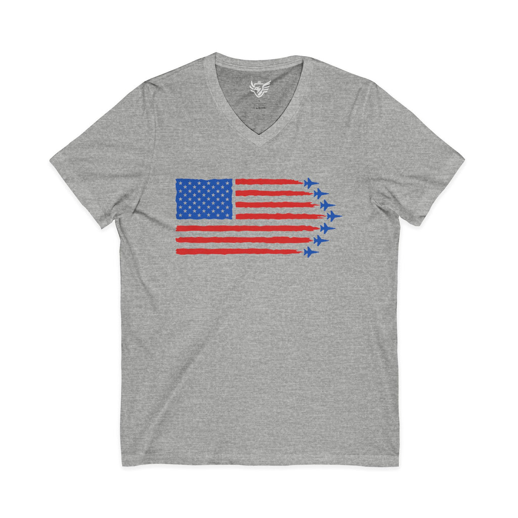 USA Jet Flag Jersey Short Sleeve V-Neck Tee