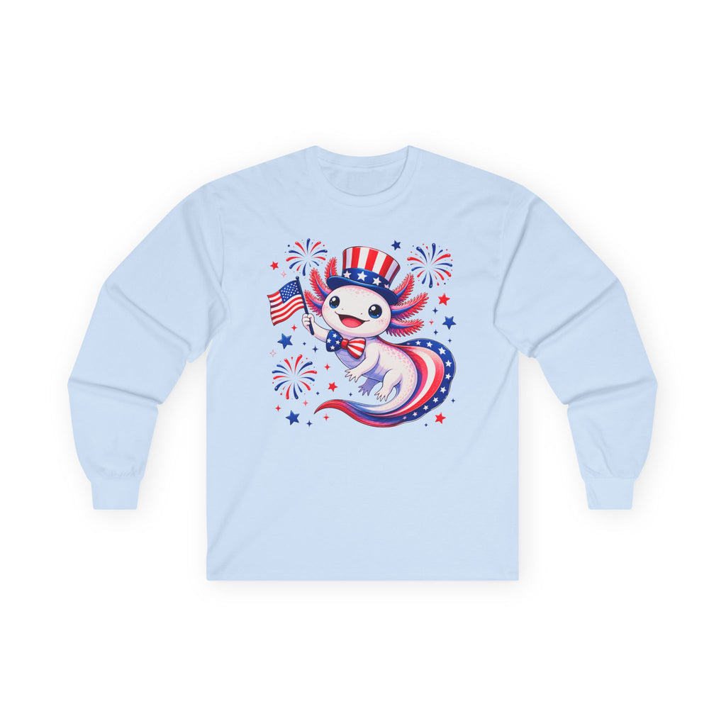 Patriotic Axolotl Cotton Long Sleeve Tee