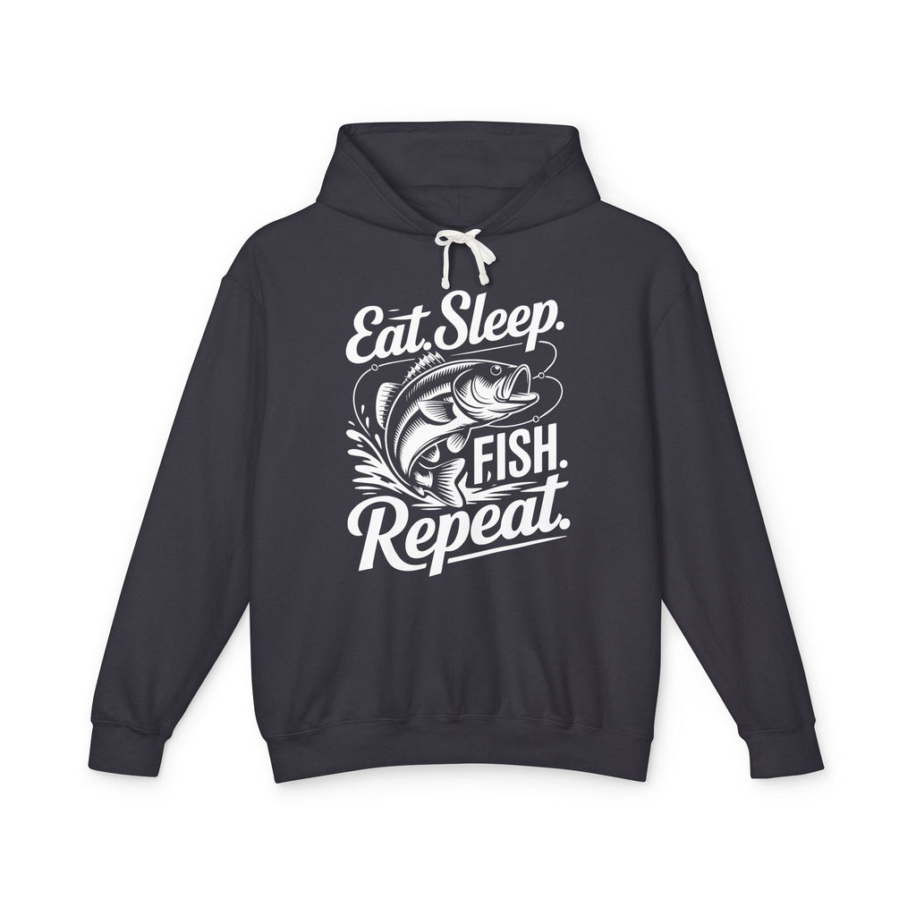 Eat Sleep Fish Repeat Lightweight Hooded Sweatshirt