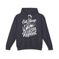 Eat Sleep Fish Repeat Lightweight Hooded Sweatshirt