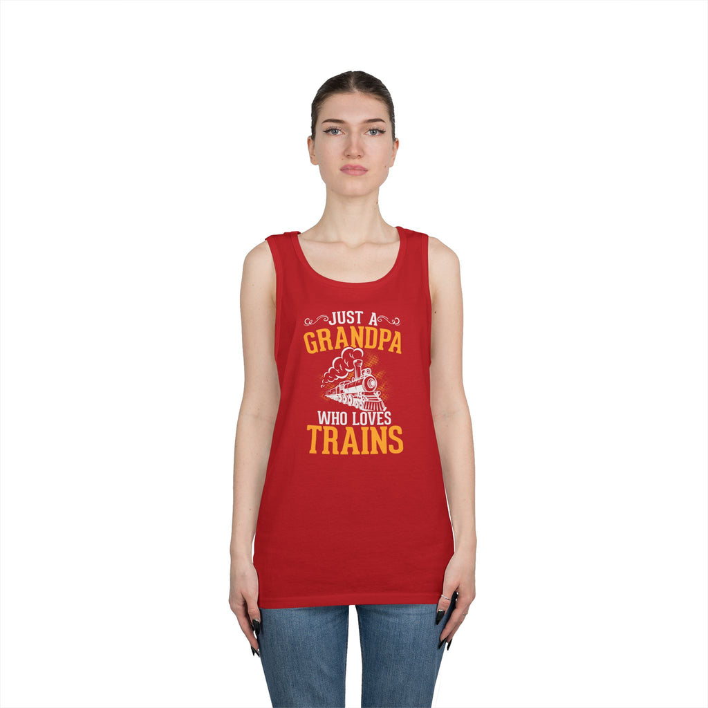 Train Lover Grandpa Heavy Cotton Tank Top