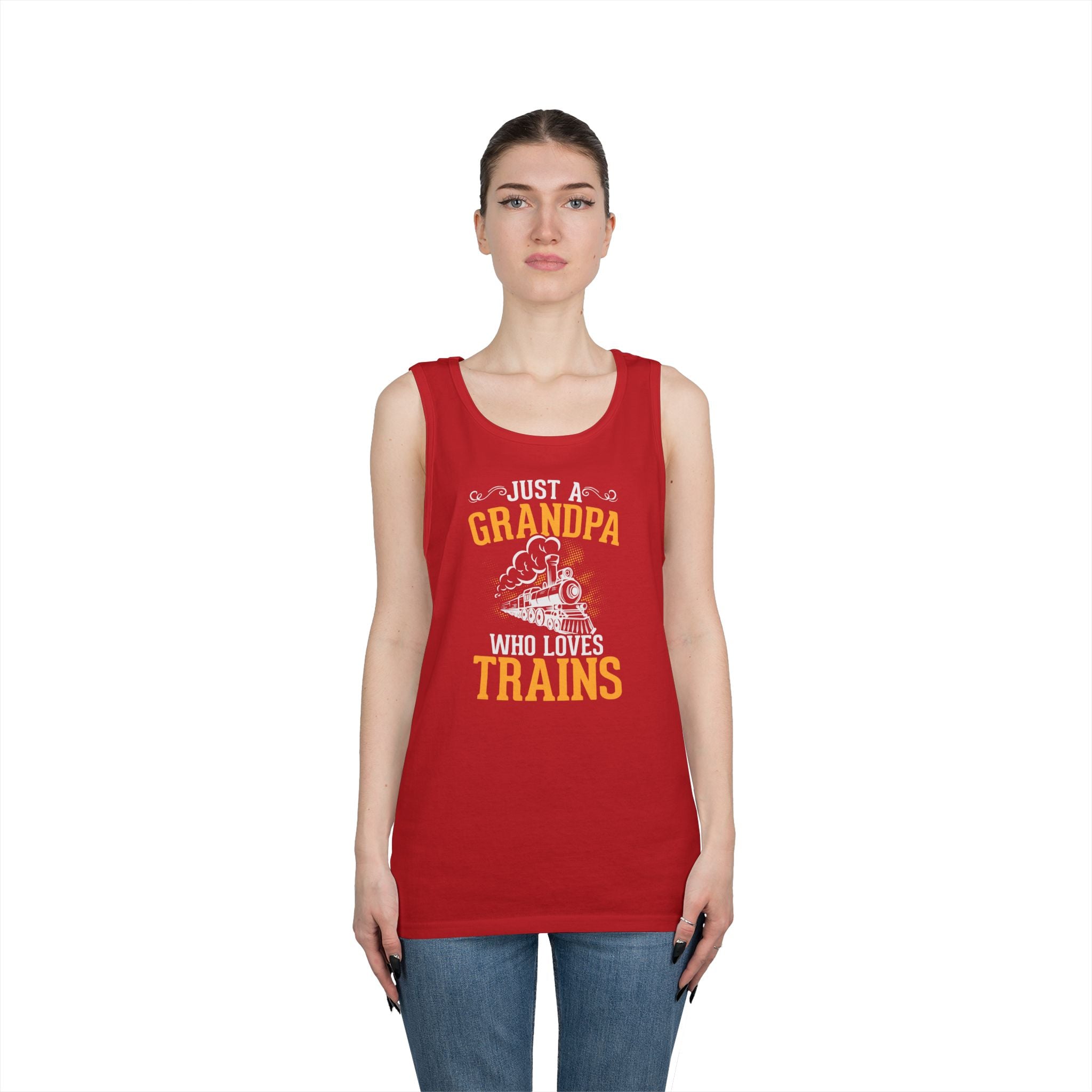 Train Lover Grandpa Heavy Cotton Tank Top