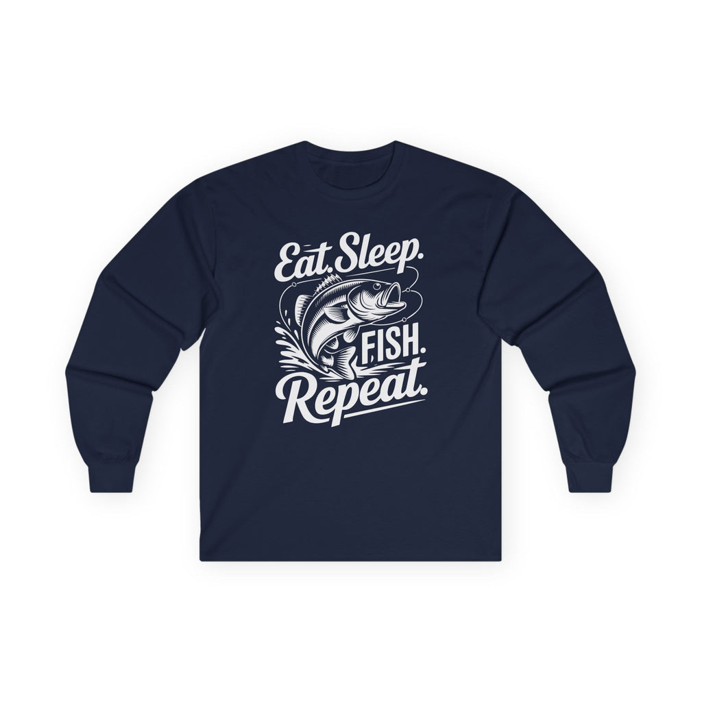 Eat Sleep Fish Repeat Cotton Long Sleeve Tee