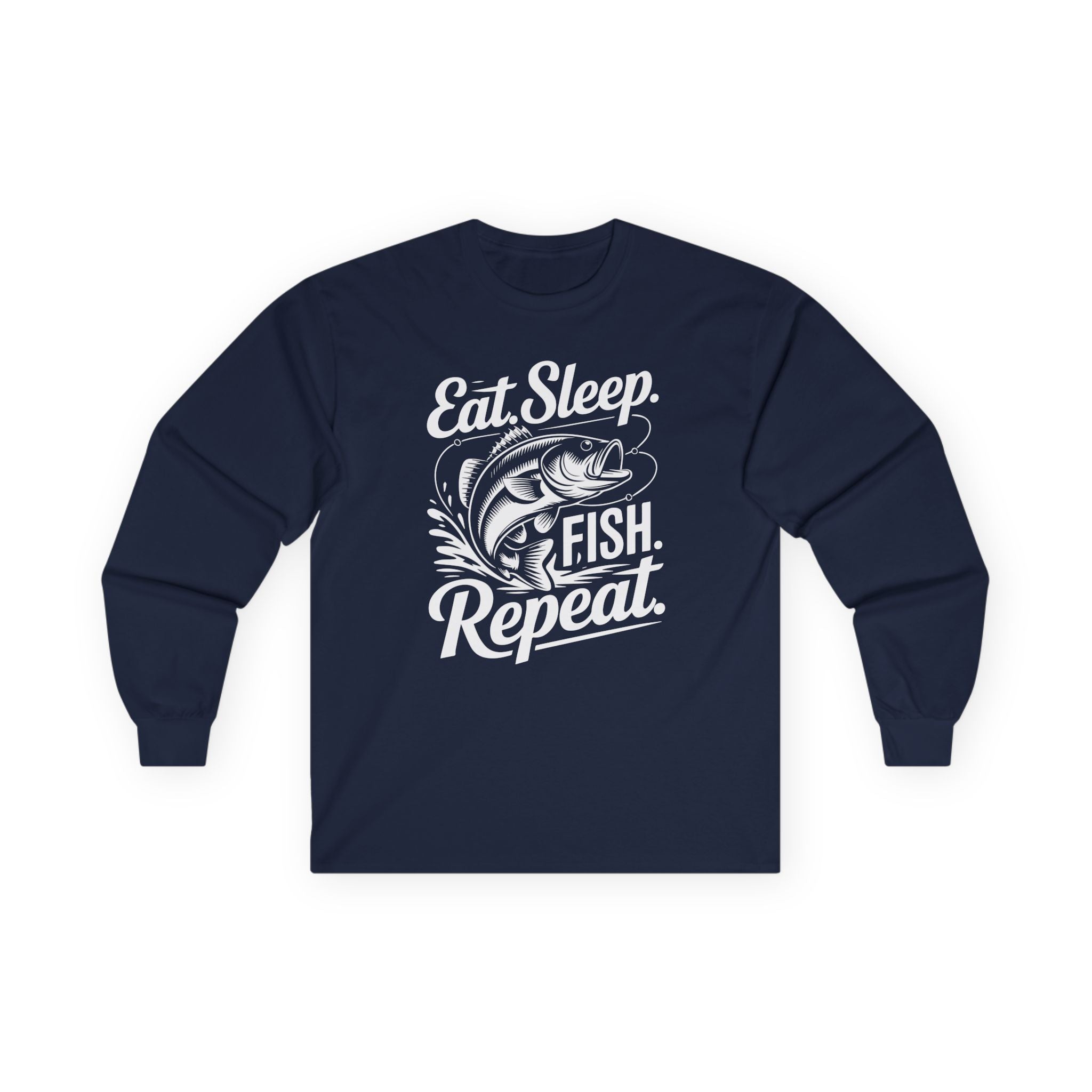 Eat Sleep Fish Repeat Cotton Long Sleeve Tee