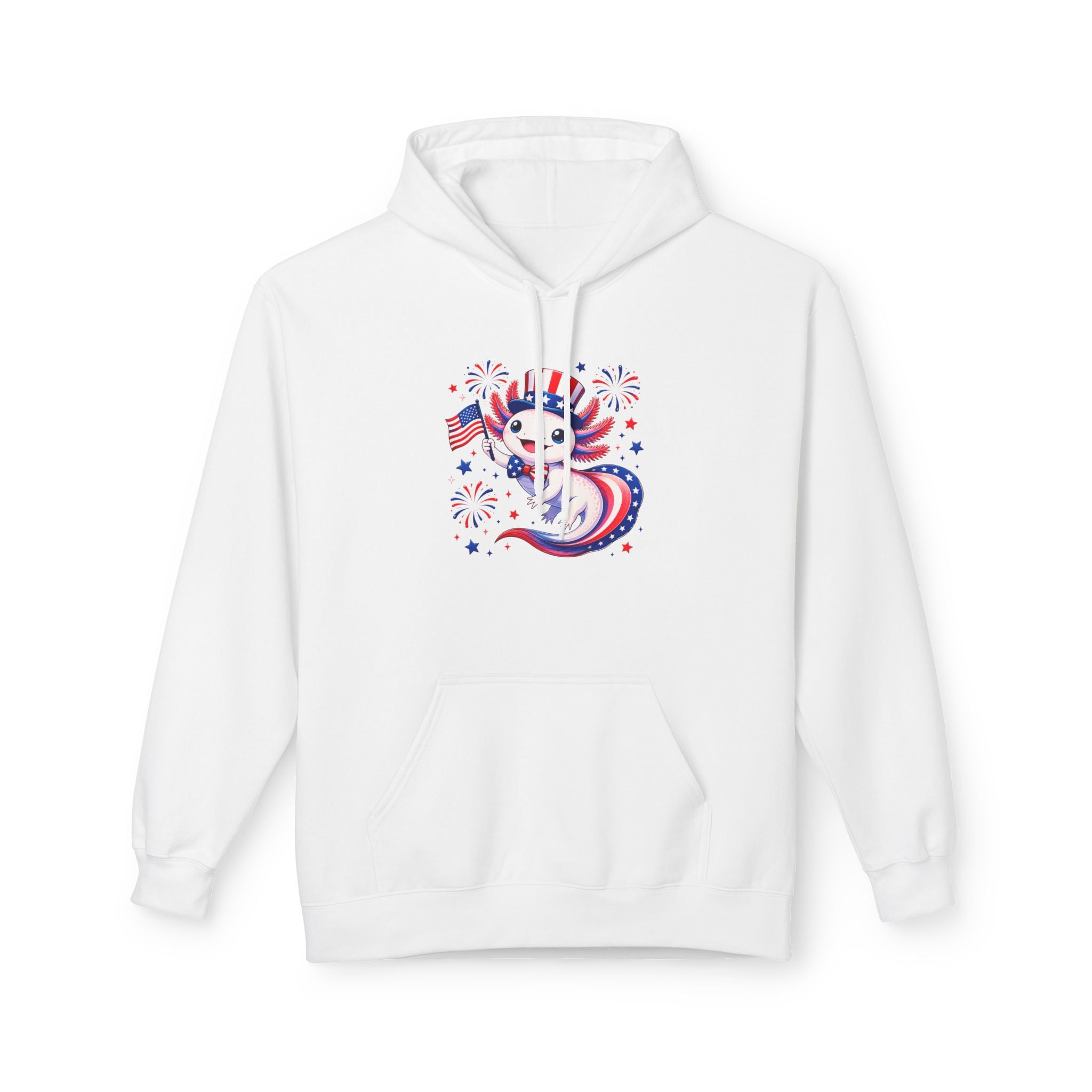 Patriotic Axolotl Midweight Softstyle Fleece Hoodie