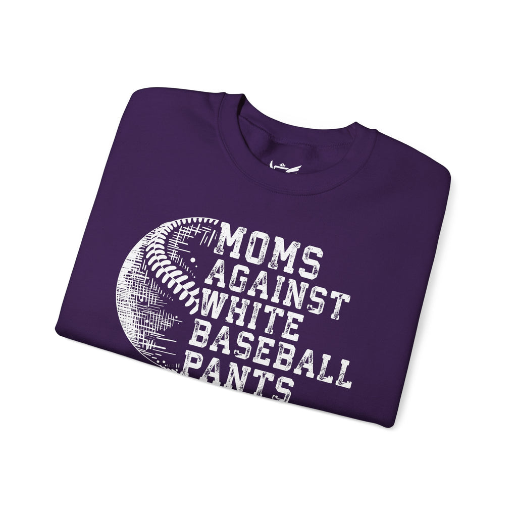 Mom's Against White Baseball Pants Heavy Blend™ Crewneck Sweatshirt