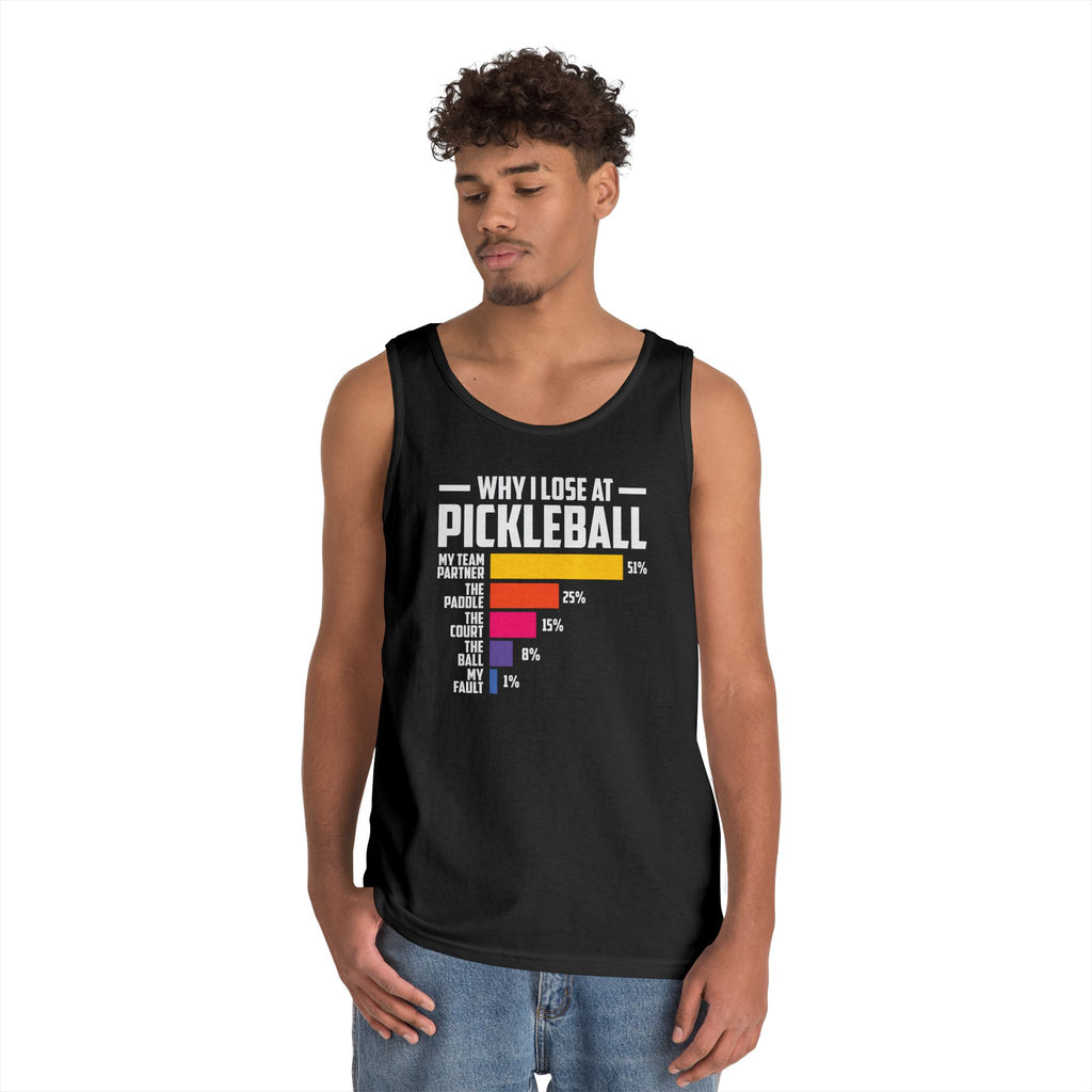 Why I Lose At Pickleball Heavy Cotton Tank Top