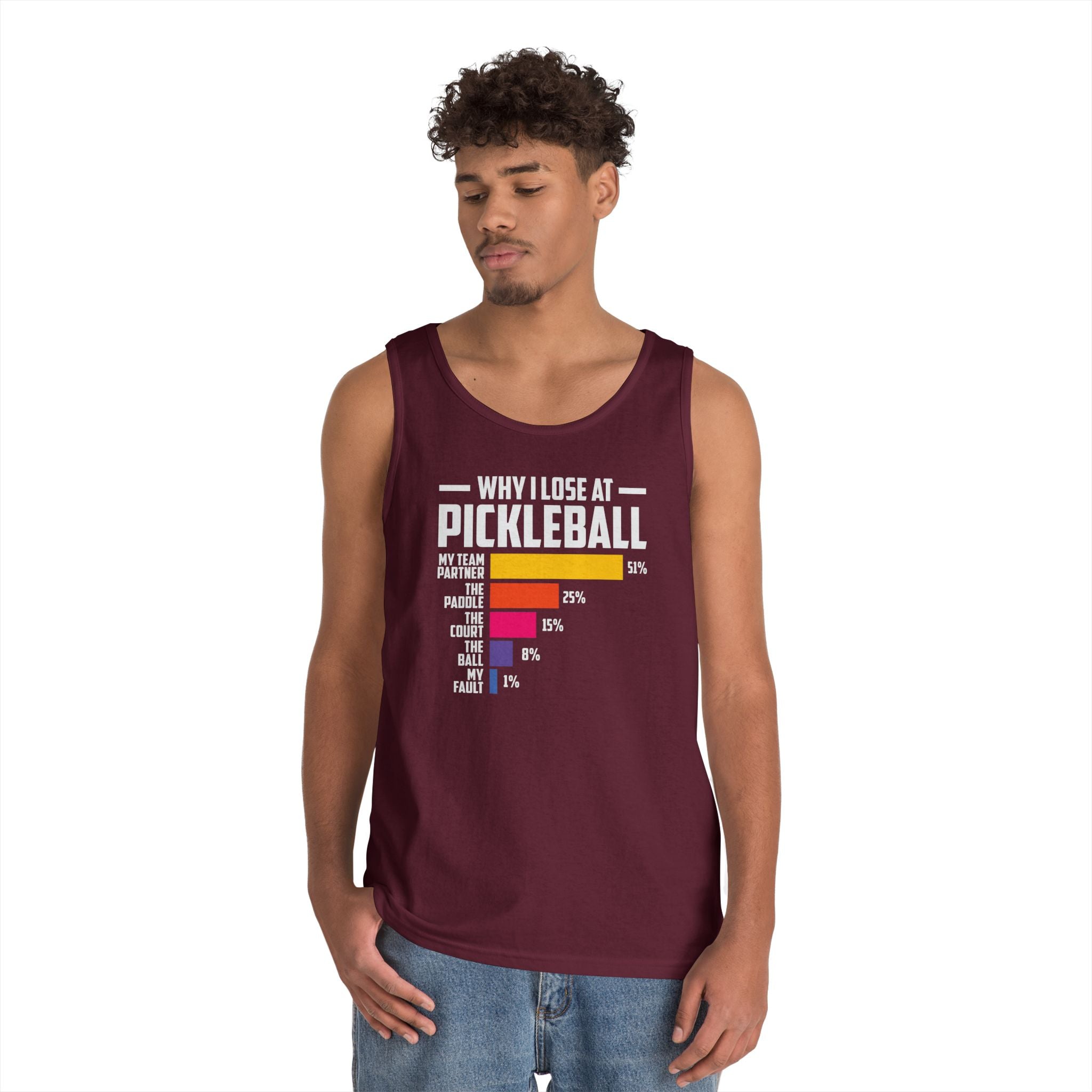 Why I Lose At Pickleball Heavy Cotton Tank Top