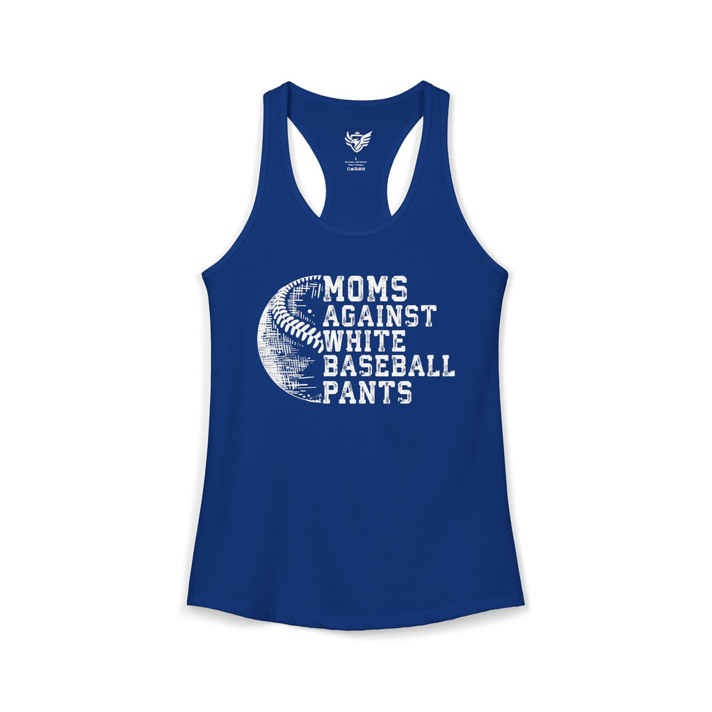 Mom's Against White Baseball Pants Ideal Racerback Tank