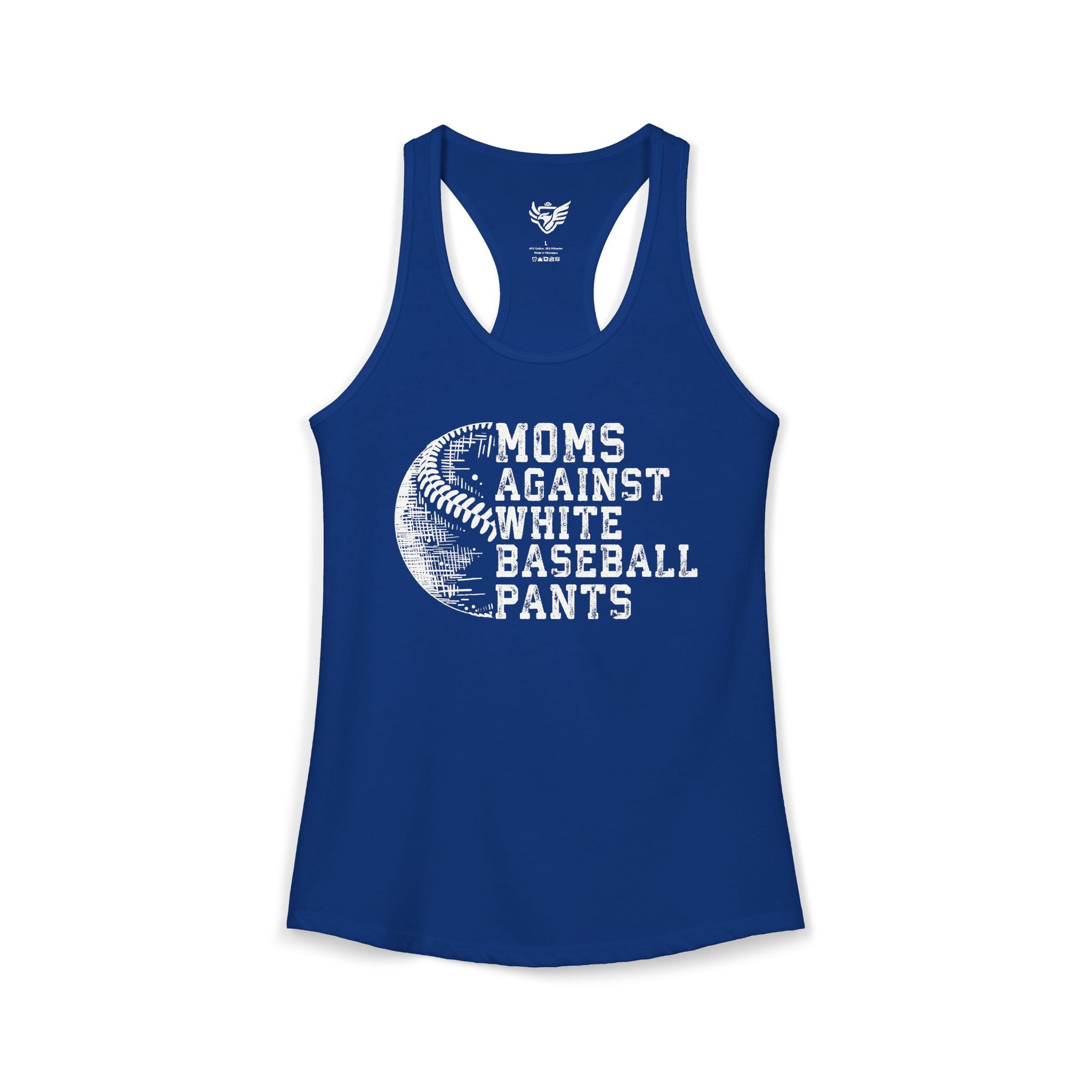 Mom's Against White Baseball Pants Ideal Racerback Tank