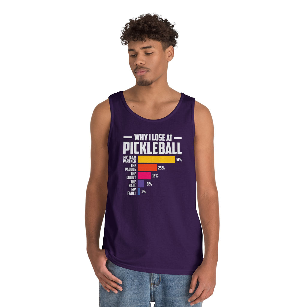 Why I Lose At Pickleball Heavy Cotton Tank Top