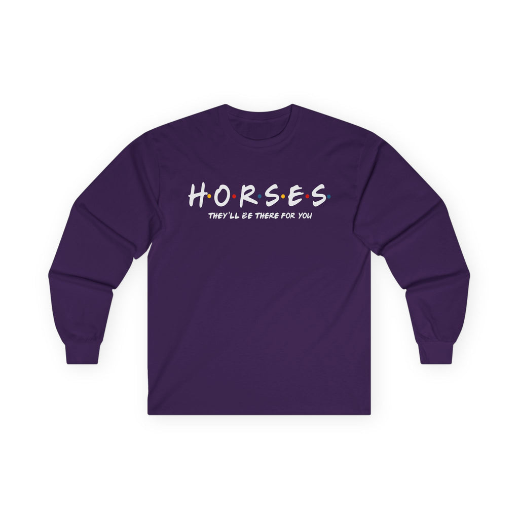 Horses, Friends Theme Cotton Long Sleeve Tee