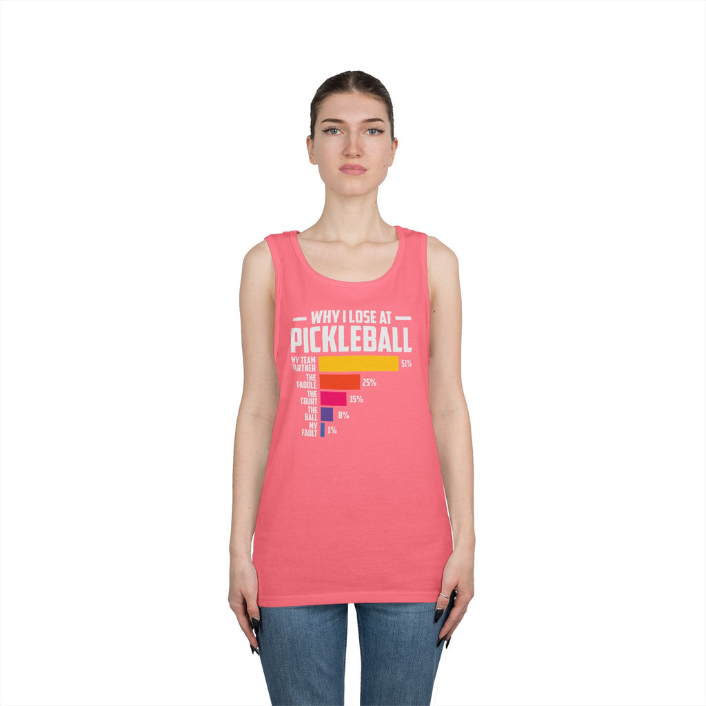 Why I Lose At Pickleball Heavy Cotton Tank Top