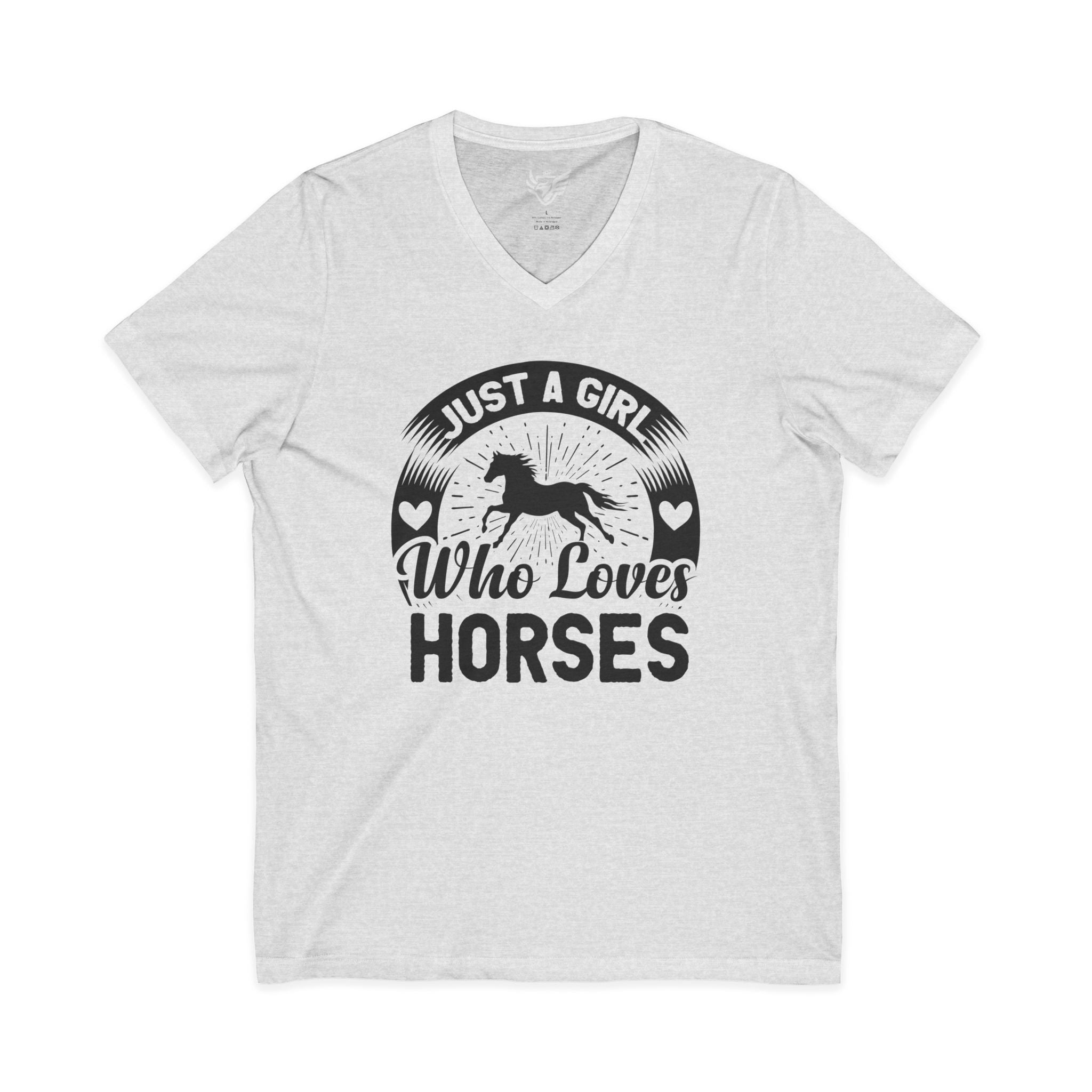 Just a Girl Who Loves Horses Jersey Short Sleeve V-Neck Tee