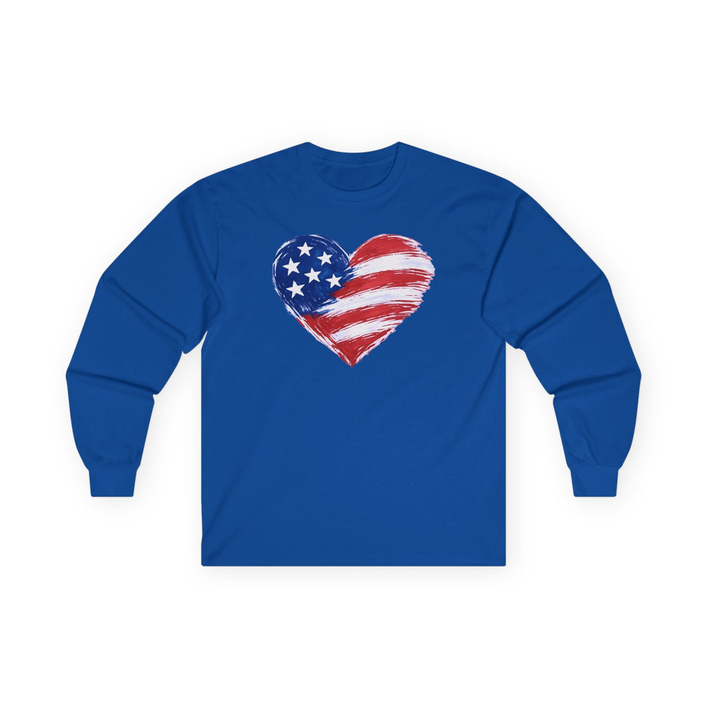 Heart Flag Cotton Long Sleeve Tee