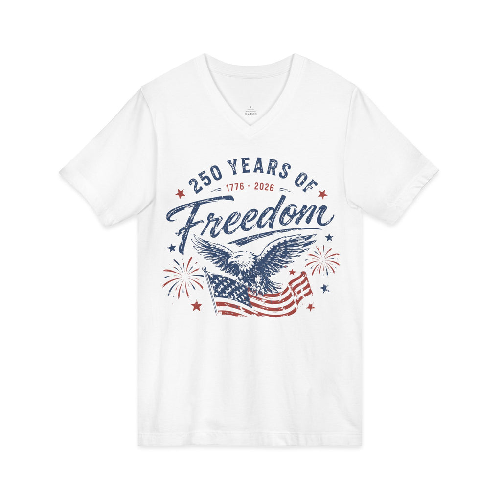 250 Years of Freedom Jersey Short Sleeve V-Neck Tee