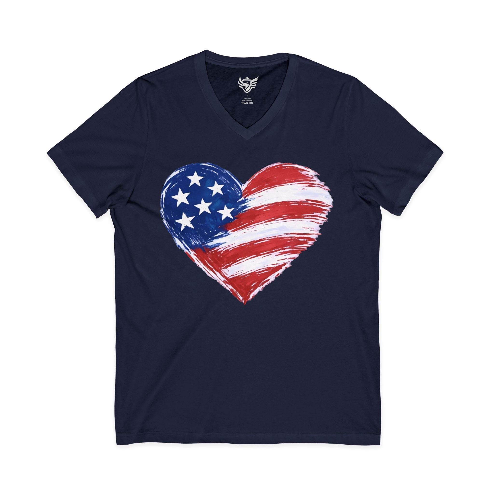 Heart Flag Jersey Short Sleeve V-Neck Tee