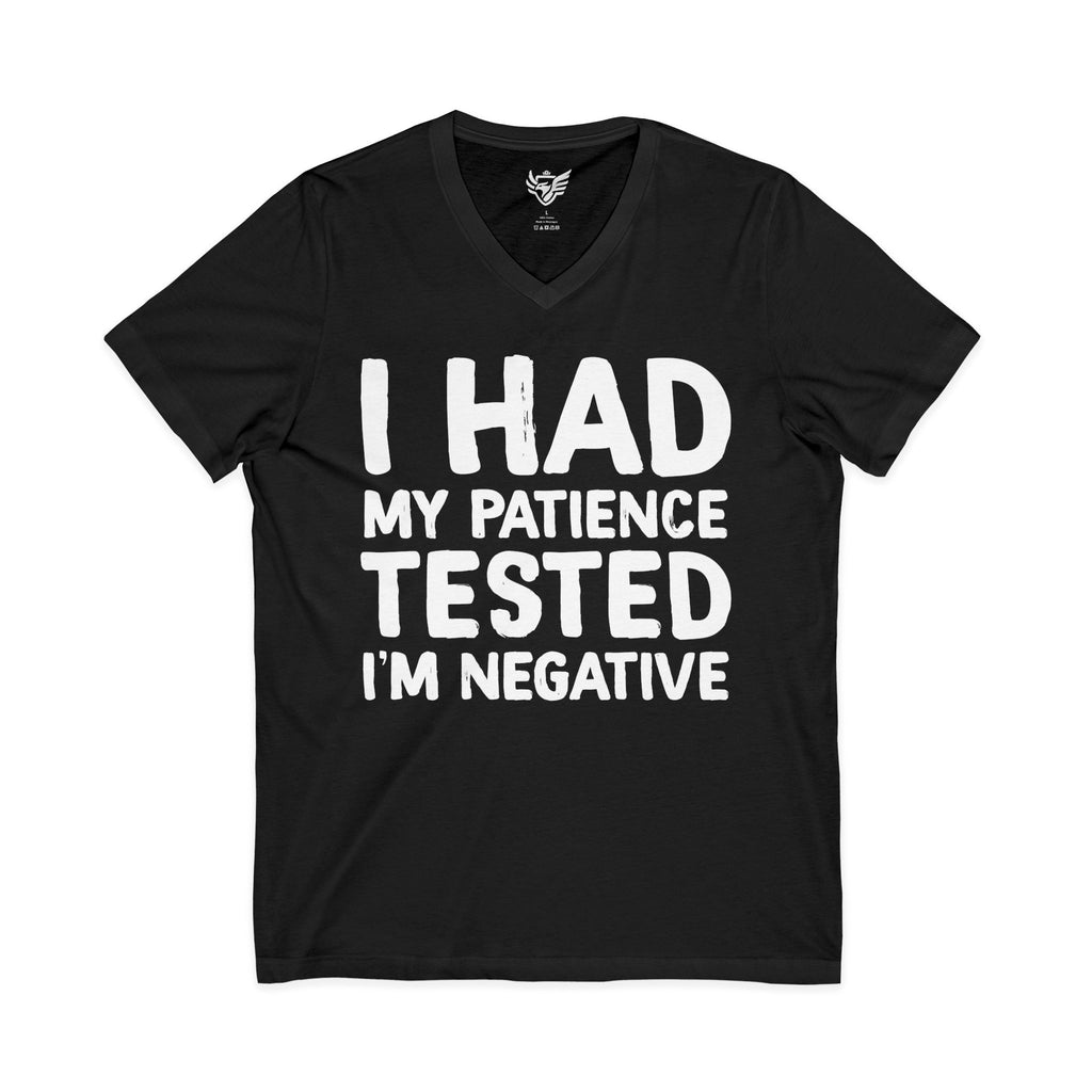 Negative For Patience Jersey Short Sleeve V-Neck Tee