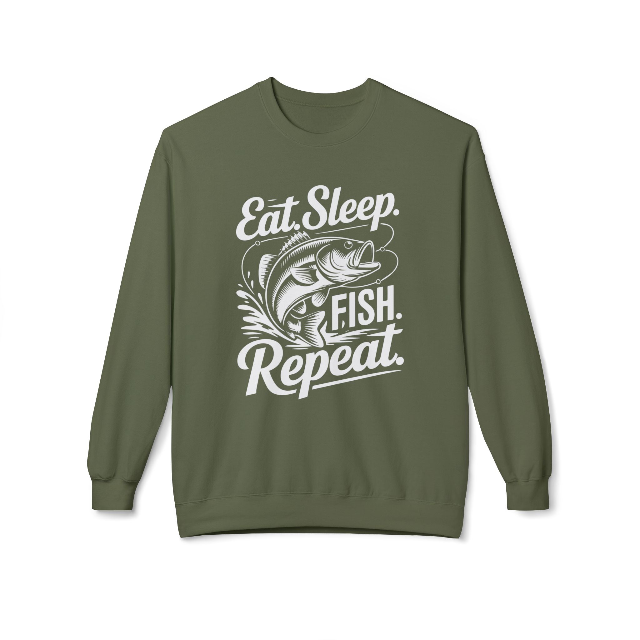 Eat Sleep Fish Repeat Midweight Softstyle Fleece Crewneck Sweatshirt