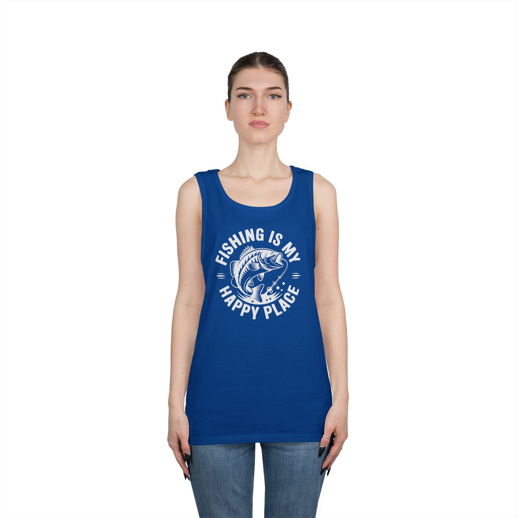 Fishing Is My Happy Place Heavy Cotton Tank Top
